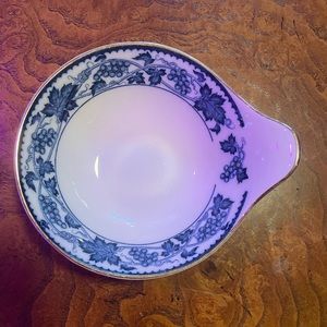 Double Phoenix NKT ironstone blue white gilding formal spoon gravy ladle rest